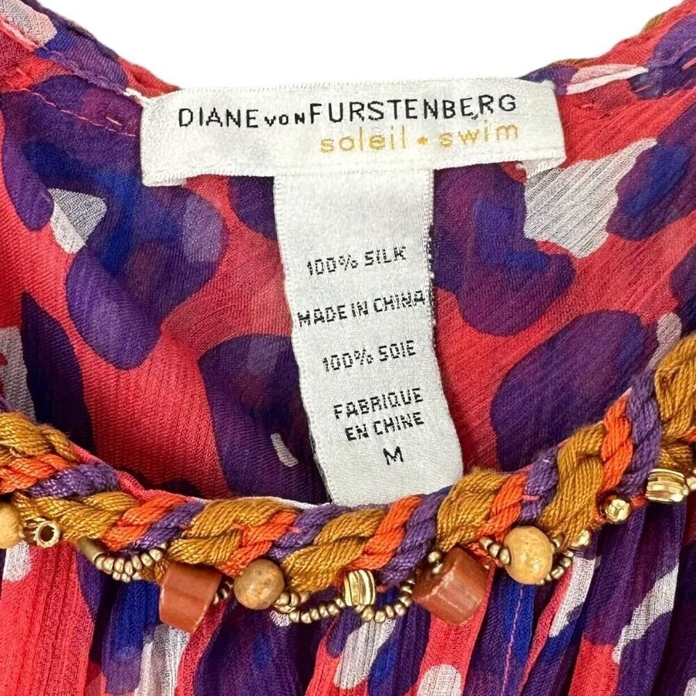 Diane von Furstenberg Soleil Swim Pink Leopard Print Chiffon Cover-up/Dress M - Picture 5 of 5